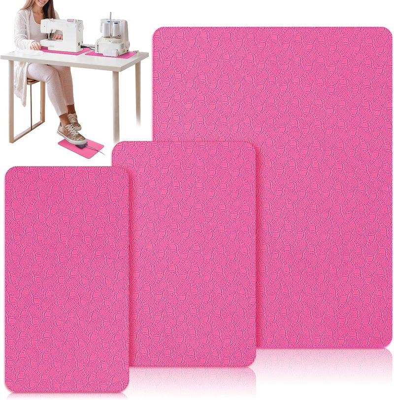 Udefineit 3 Sizes Sewing Machine Mats, Non Slip Sewing Machine Pedal Mats, Reduces Vibrations & Movement, Rubber Pads for Sewings Foot Pedal Mat for Holiday Sewings Gifts, Magenta - Image 1